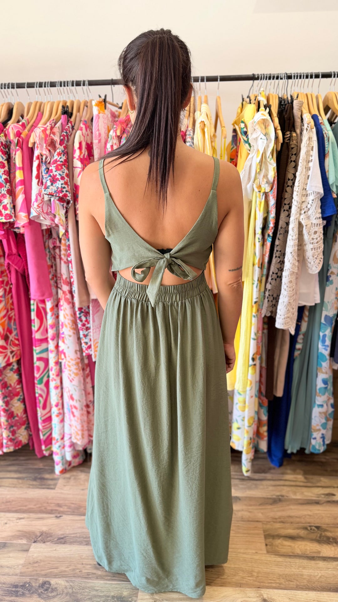 Robe longue Molly kaki