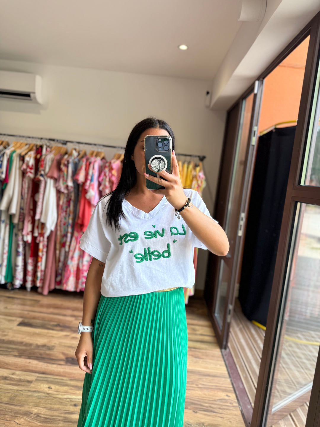 Teeshirt la vie est belle vert