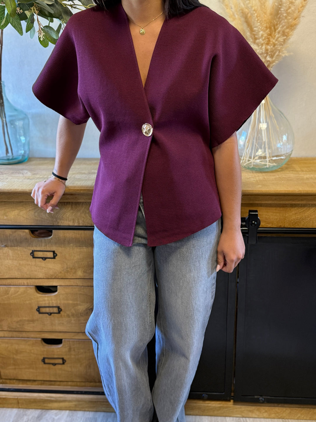 Gilet maille Ophelia bordeaux