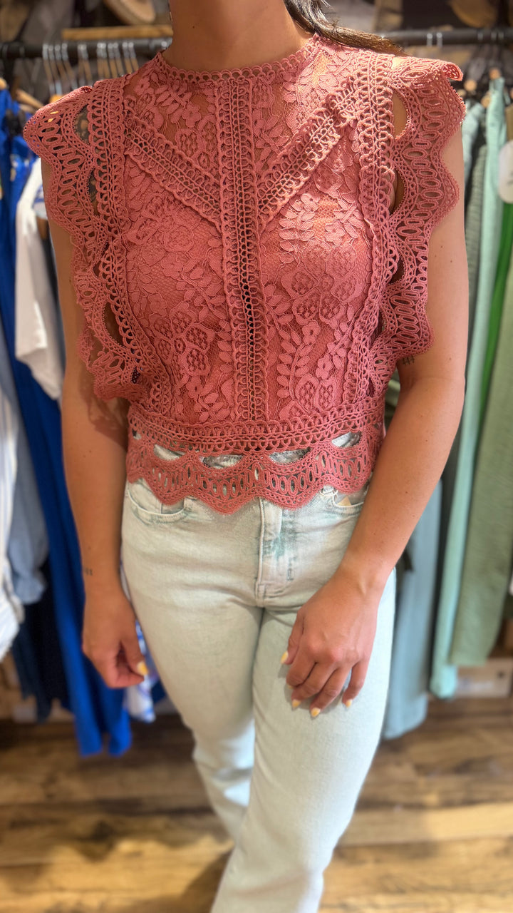 Top Uline vieux rose
