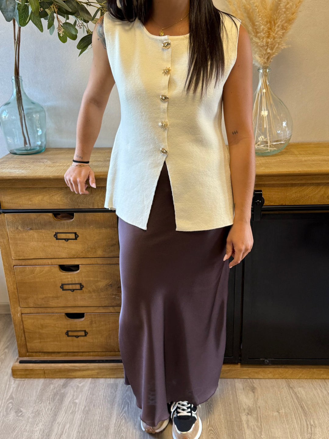 Pull sans manches Sady beige