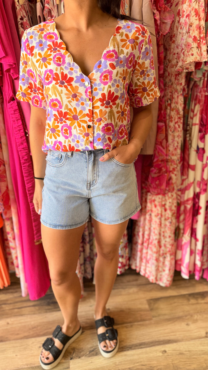 Short en jean star bleu clair