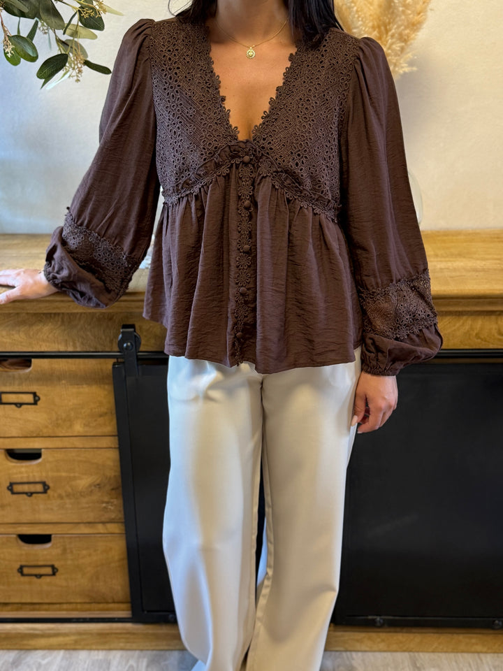 Blouse flow marron
