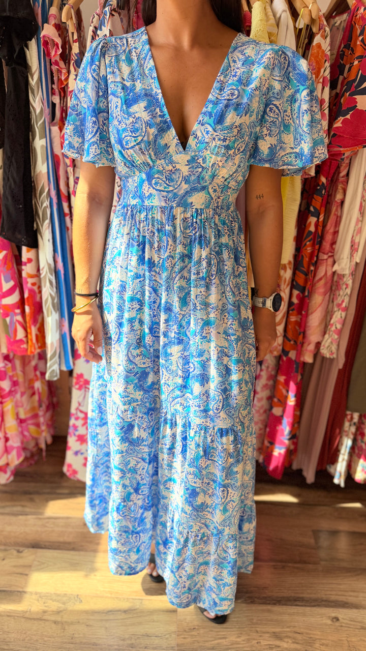 Robe longue Elodie bleu