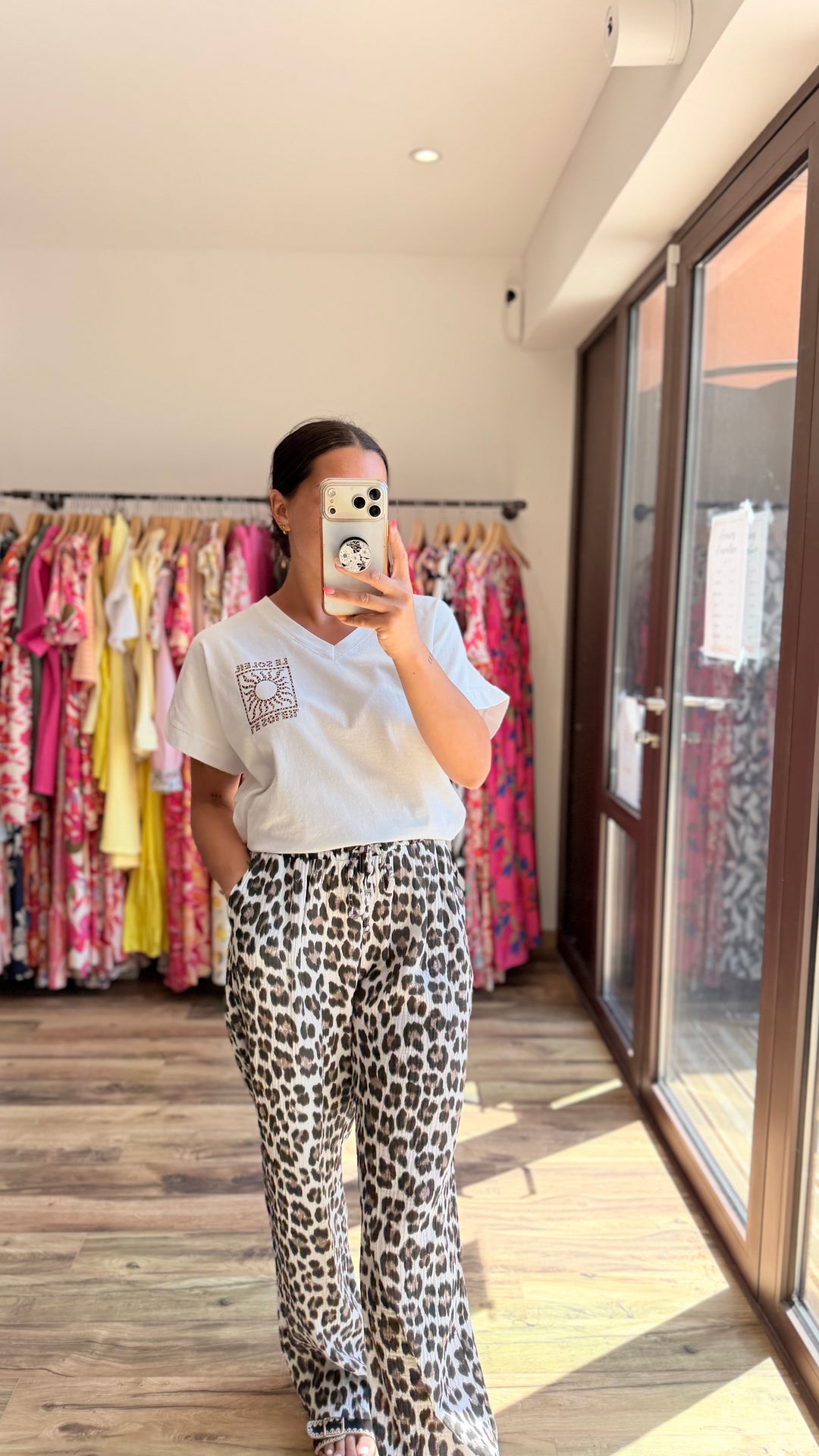 Pantalon gaze coton Léopard
