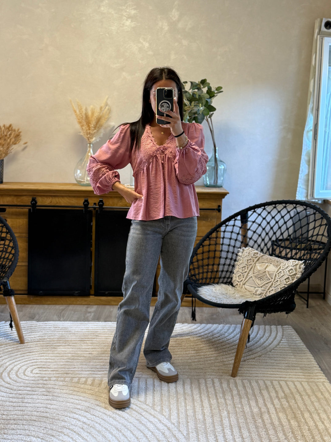 Blouse flow vieux rose