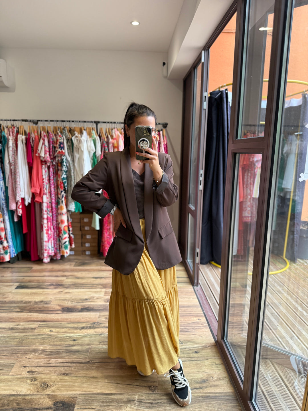 Jupe longue moutarde