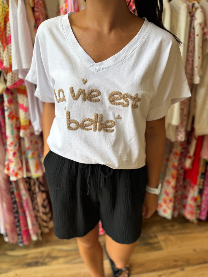 Teeshirt la vie est belle beige