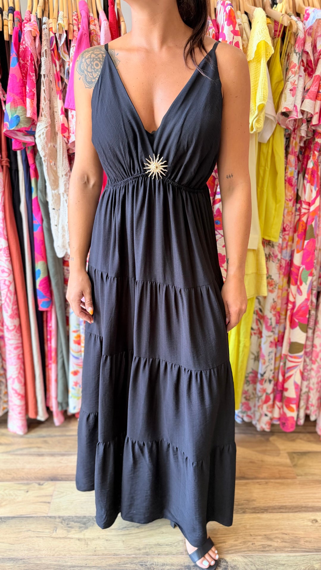 Robe longue Soleil noir CURVY