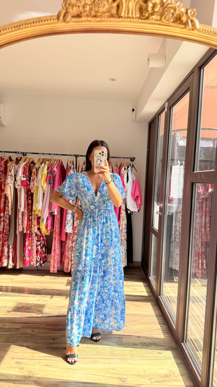 Robe longue Elodie bleu