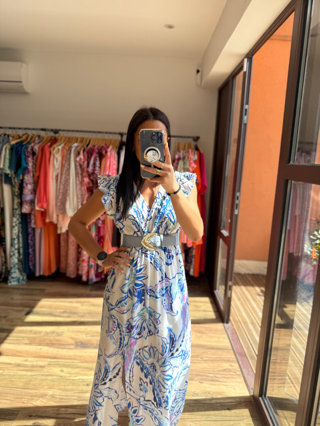 Robe longe Almeria bleu