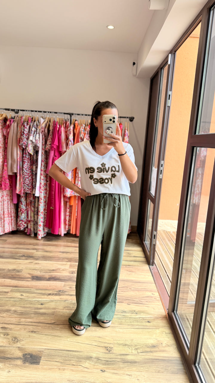 Teeshirt la vie en rose kaki CURVY