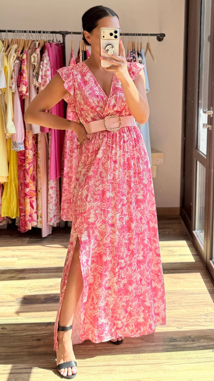 Robe longue Roman CURVY rose