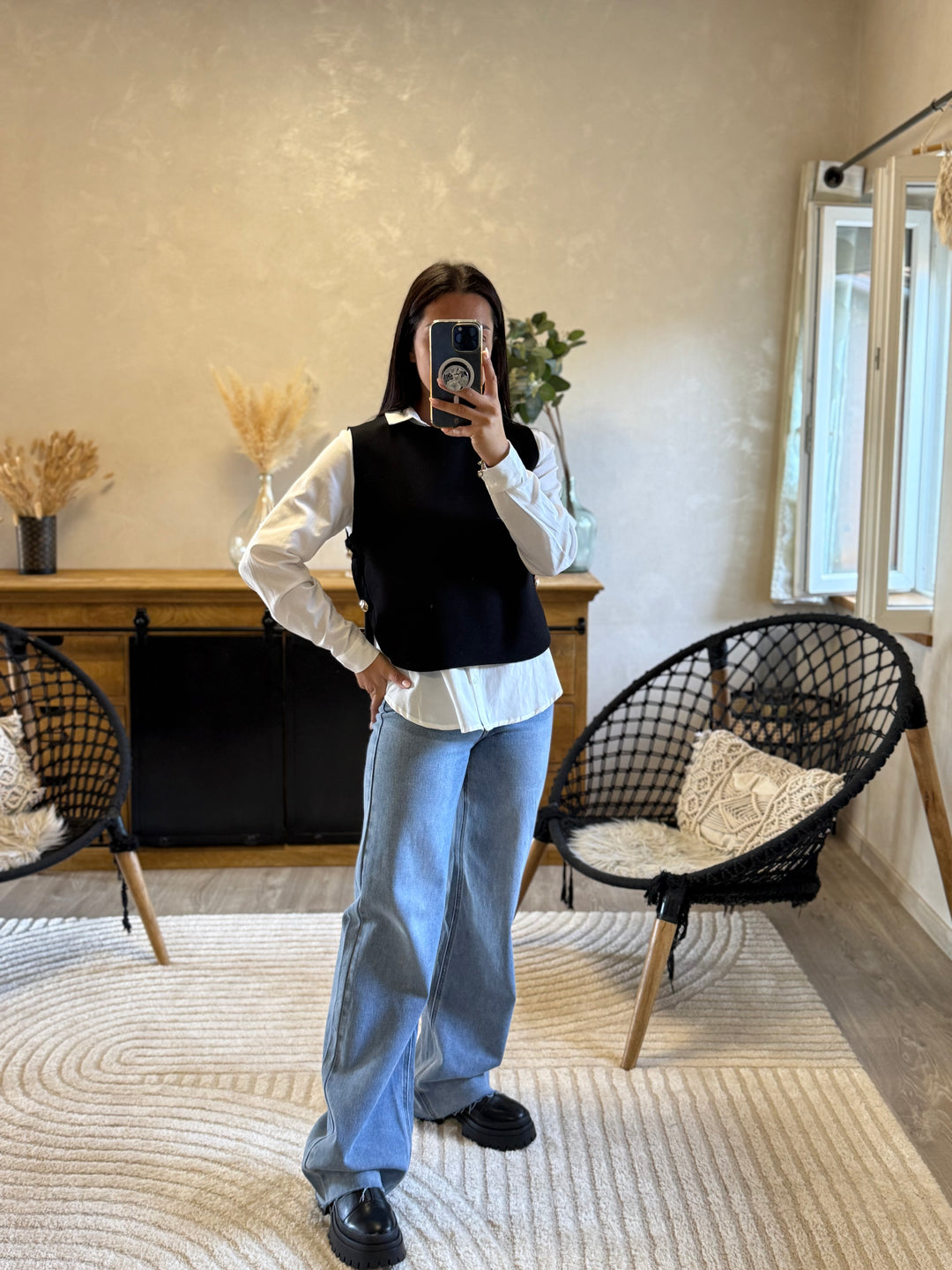 Pull sans manches noir