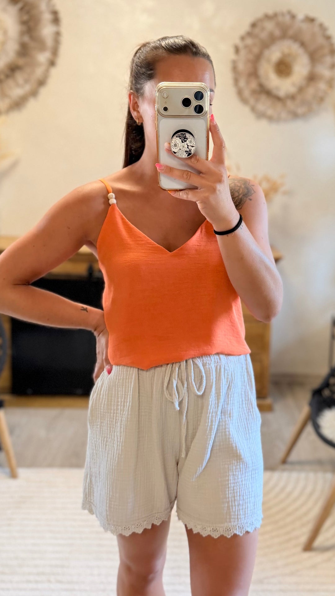 Top perle orange