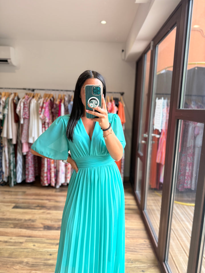 Robe longue Aglaé turquoise