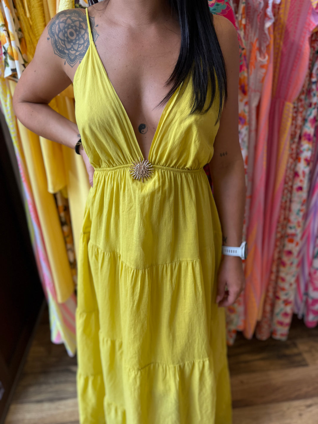 Robe longue Graciella moutarde