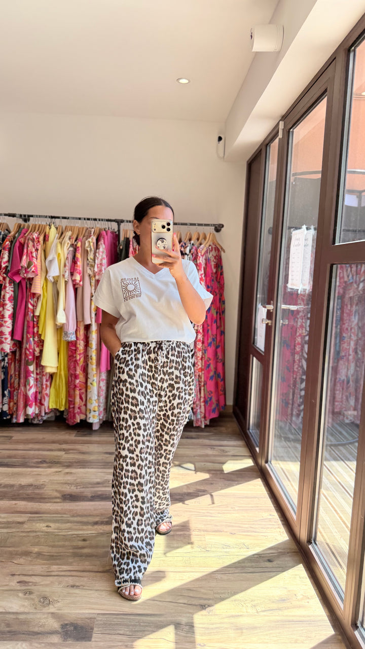 Pantalon gaze coton Léopard