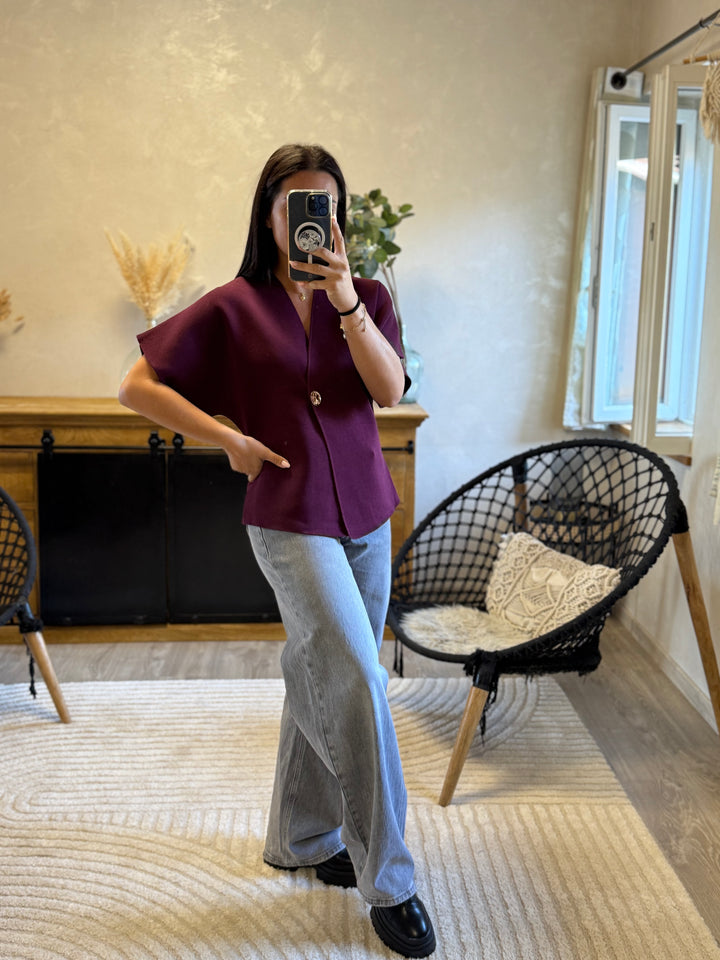 Gilet maille Ophelia bordeaux