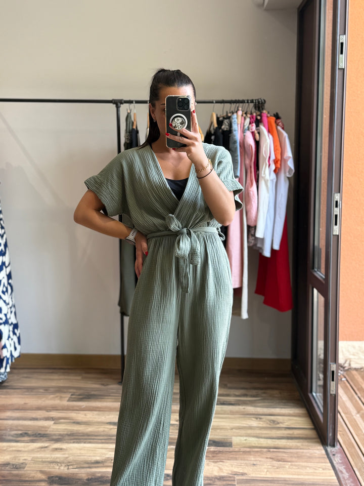 Combinaison gaze coton kaki