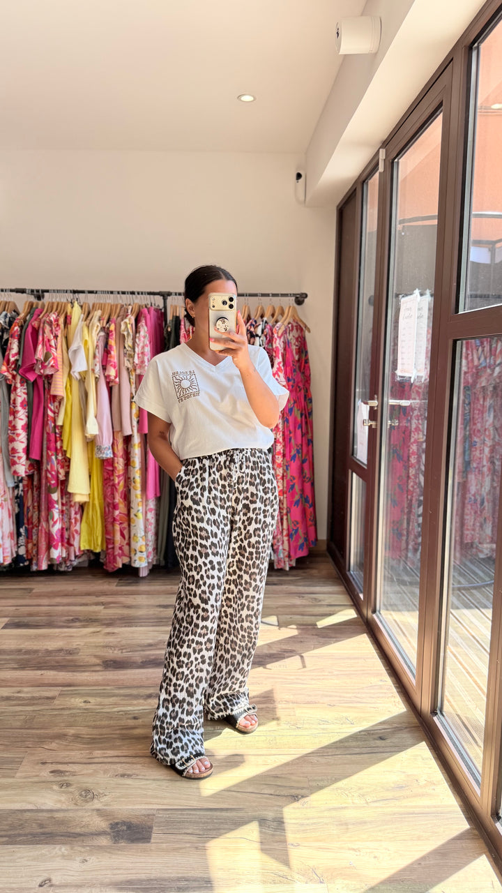 Pantalon gaze coton Léopard