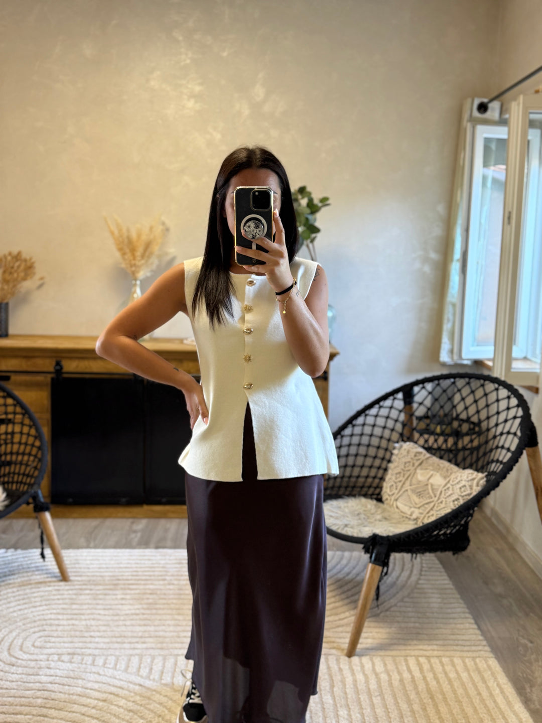 Pull sans manches Sady beige