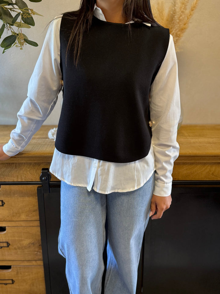 Pull sans manches noir