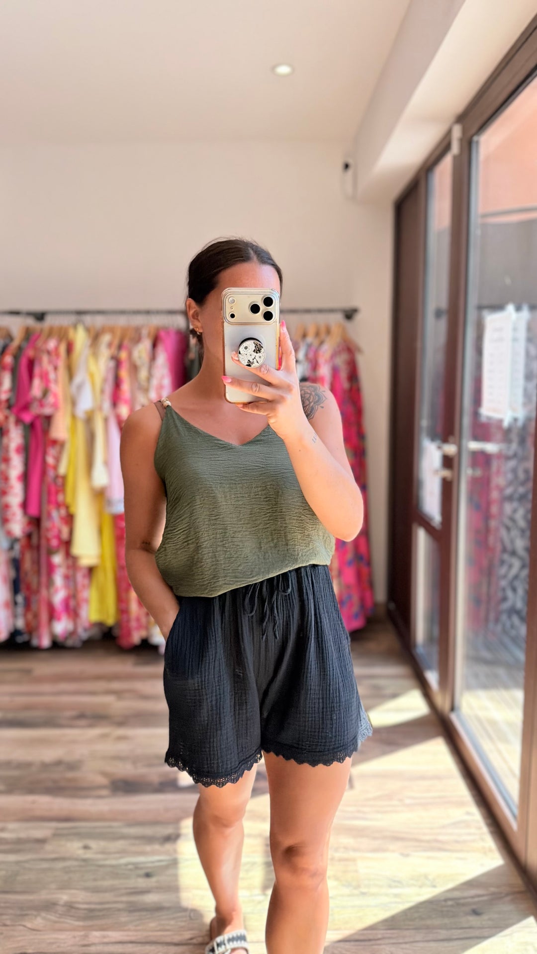 Top perle Kaki CURVY
