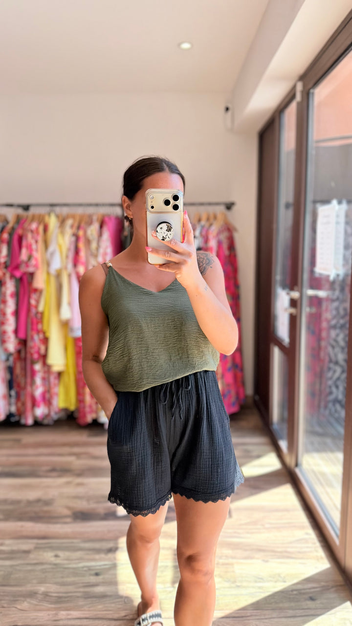 Top perle Kaki CURVY