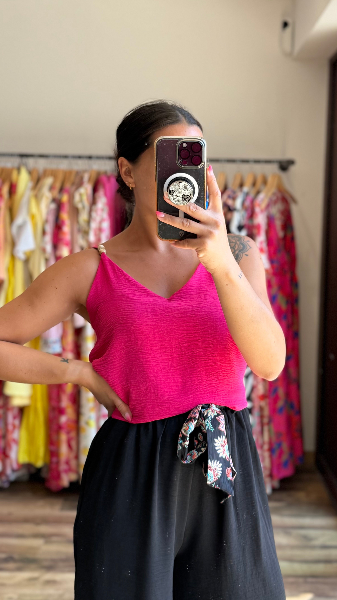 Top perles rose CURVY