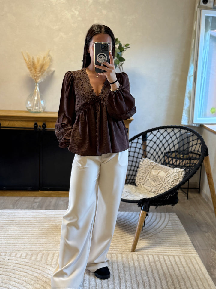 Blouse flow marron