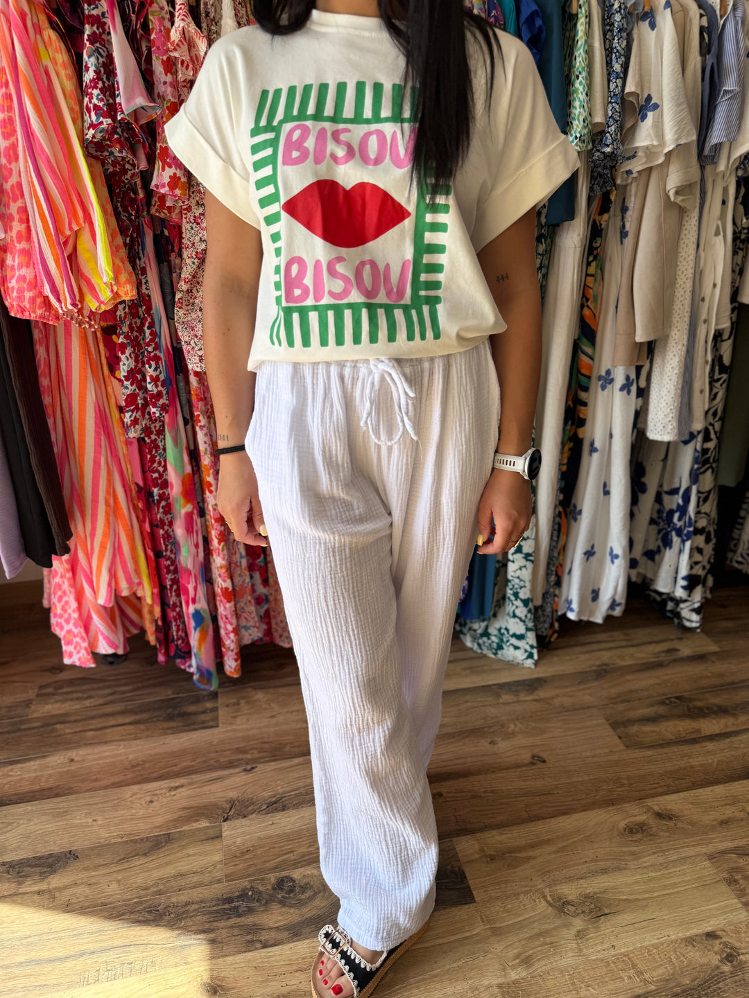 Pantalon gaze de coton blanc