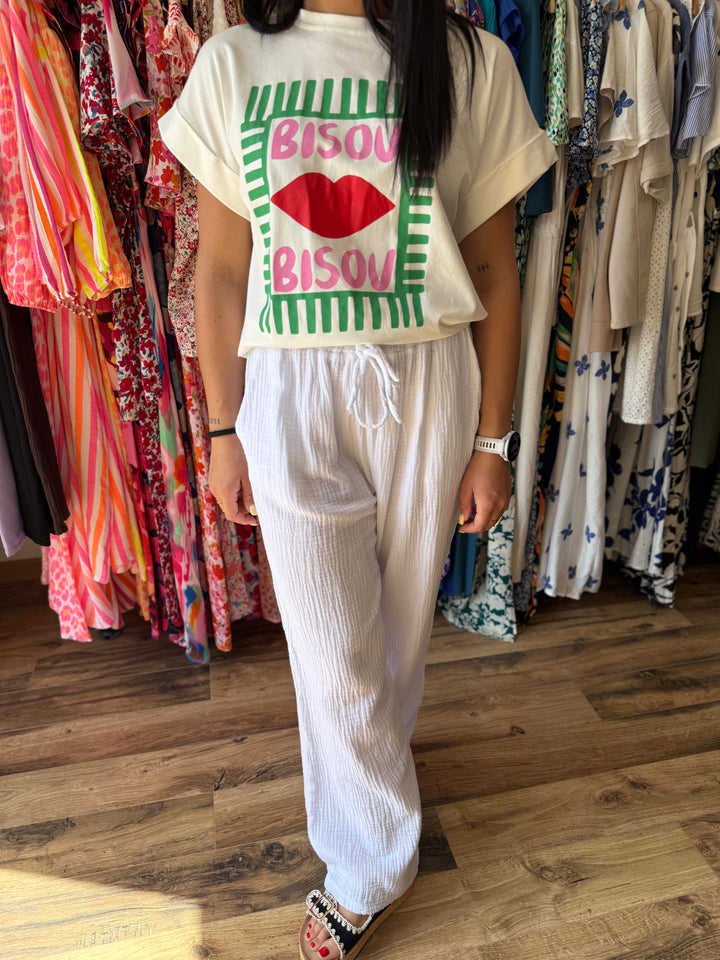 Pantalon gaze de coton blanc