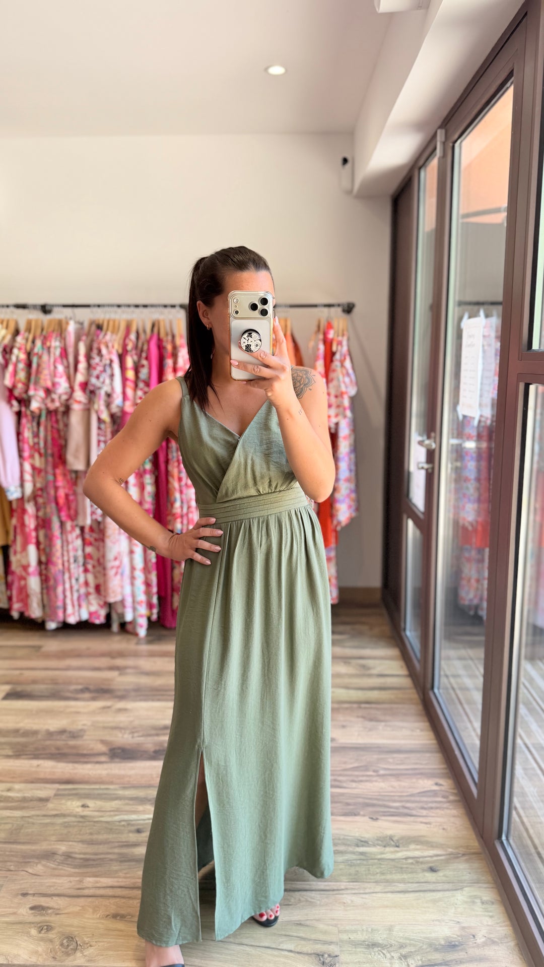 Robe longue Molly kaki