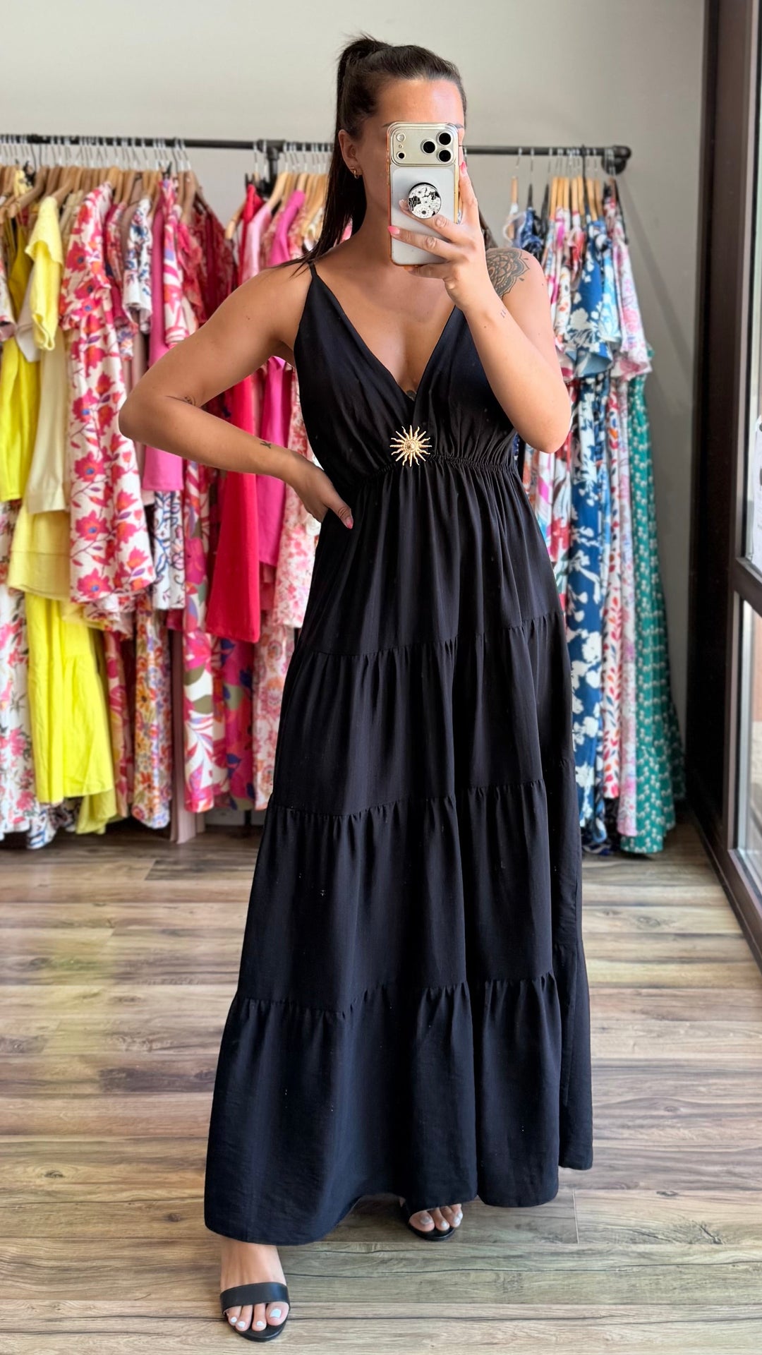 Robe longue Soleil noir CURVY