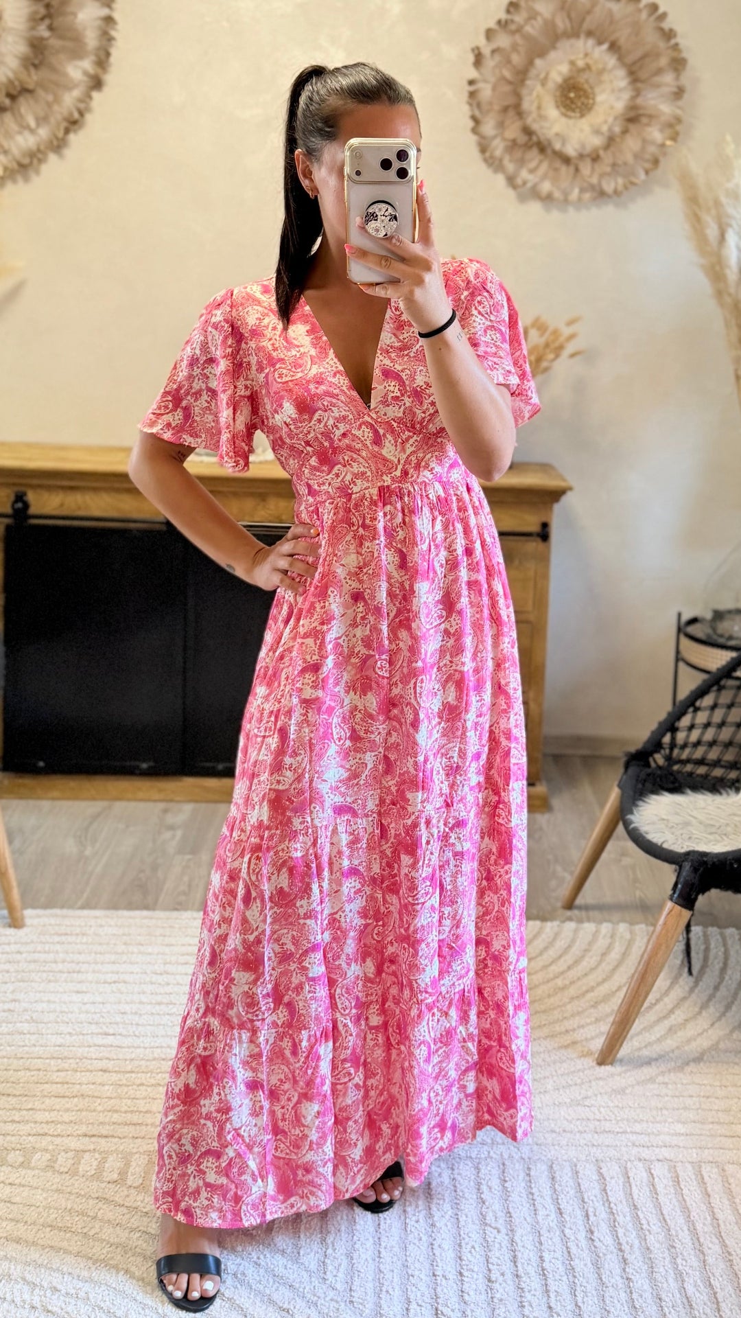 Robe longue Elodie rose