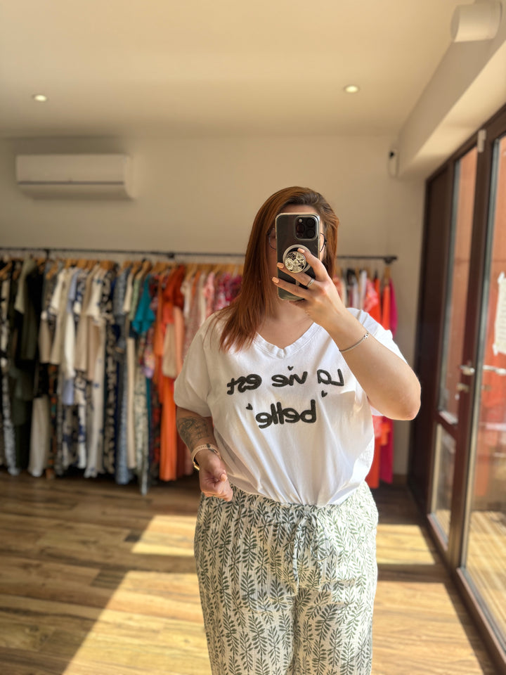 Teeshirt la vie est belle kaki CURVY