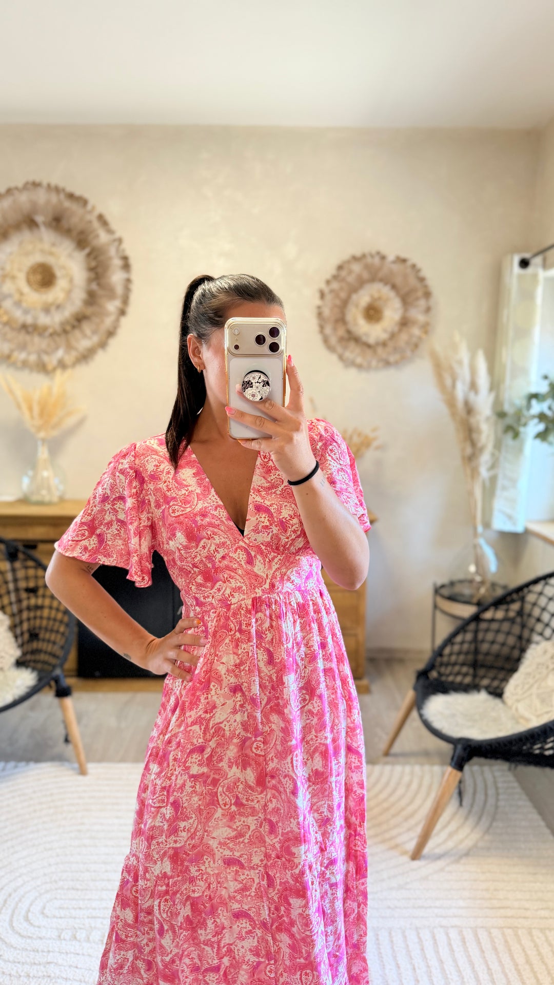 Robe longue Elodie rose