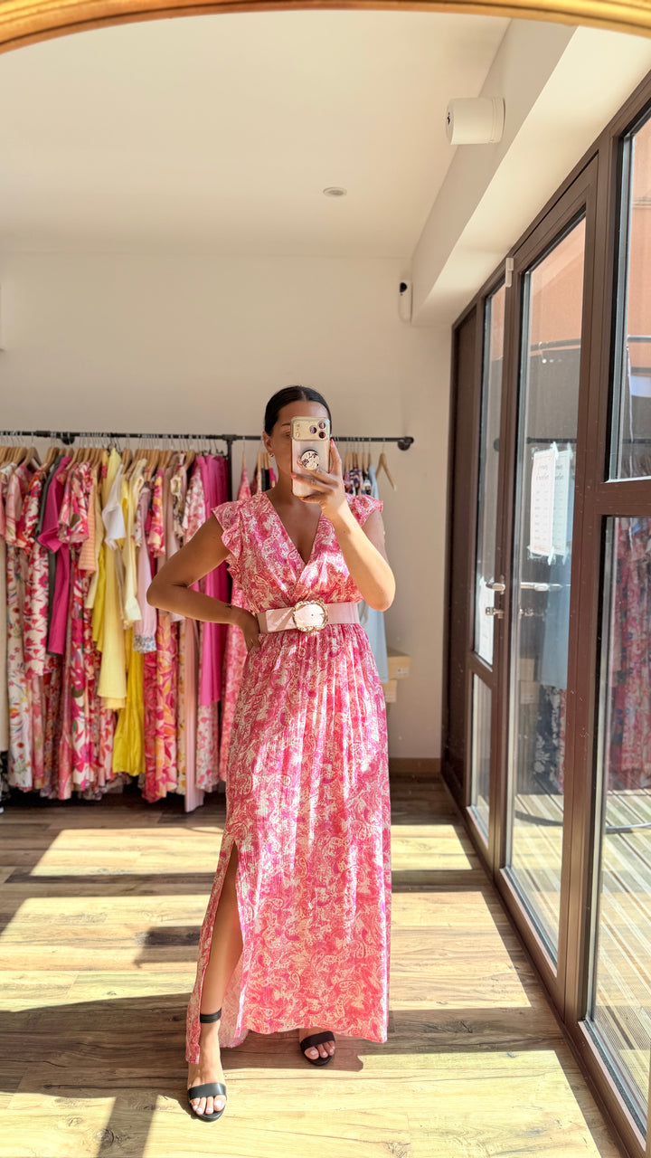 Robe longue Roman CURVY rose