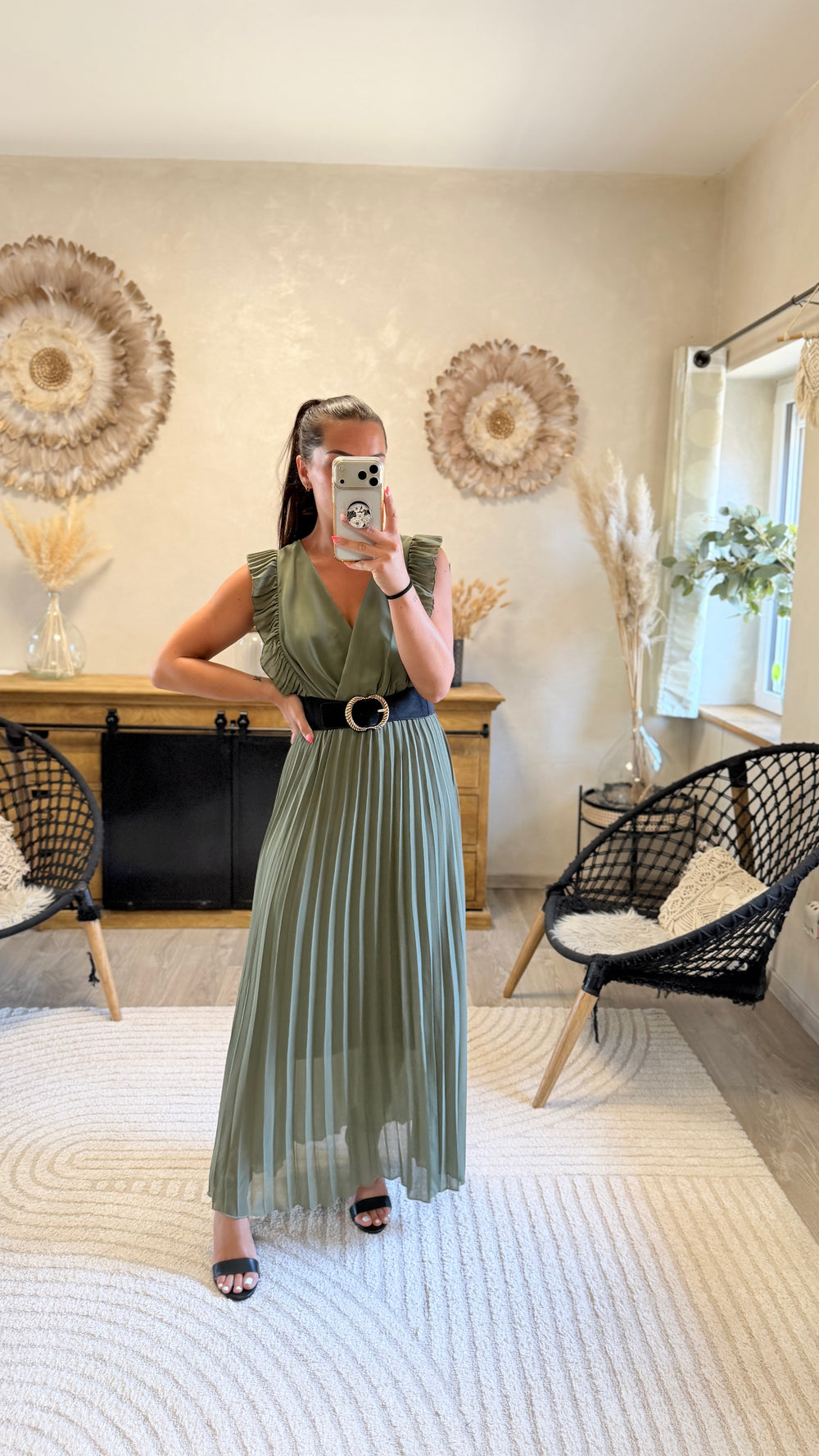 Robe longue Berenice Kaki