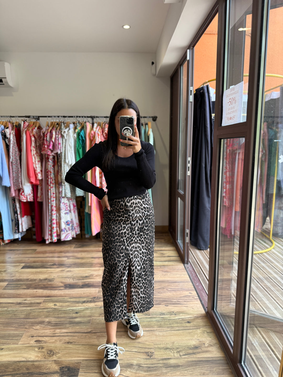 Jupe longue léopard