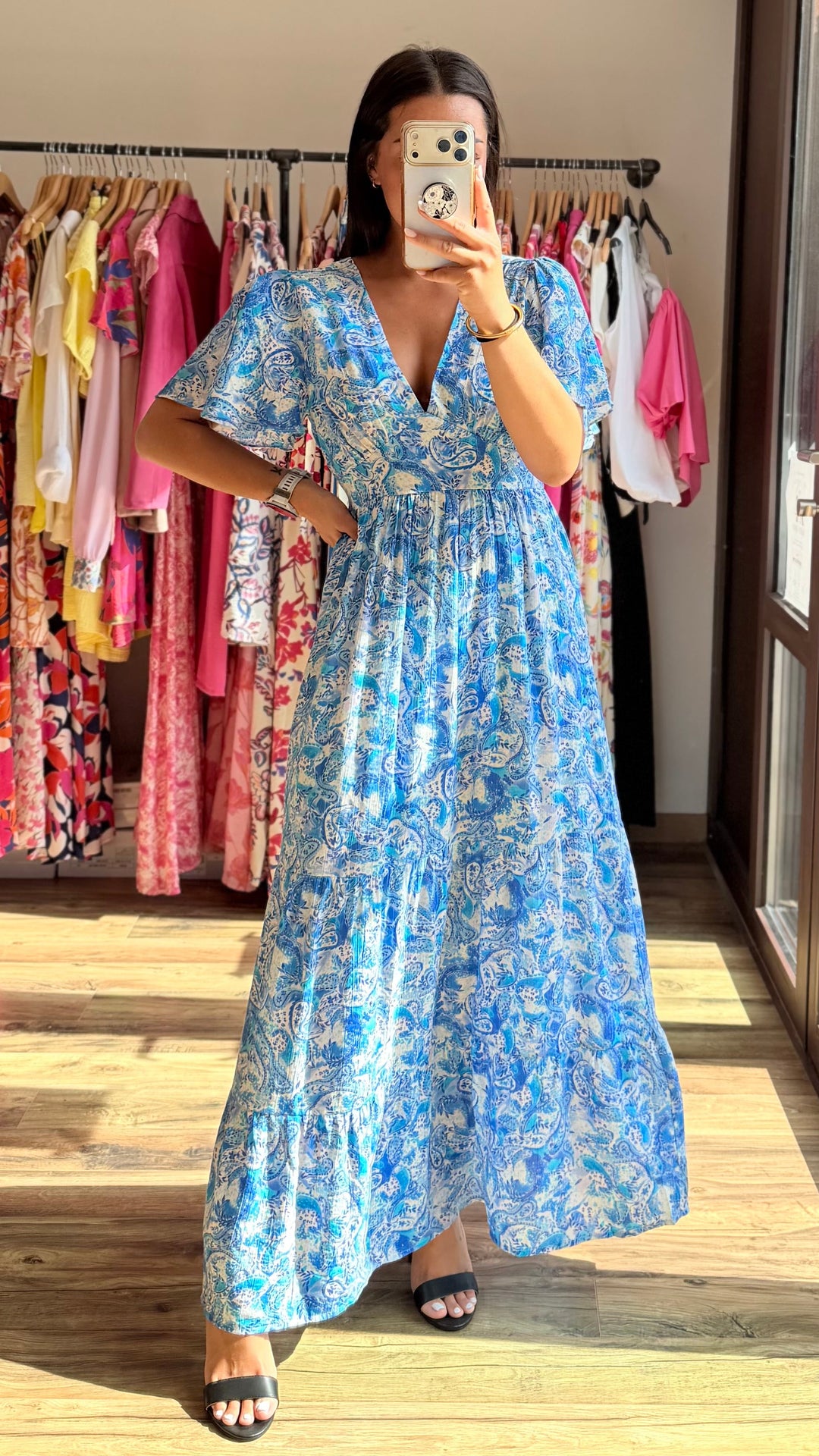 Robe longue Elodie bleu