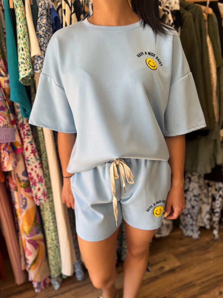 Ensemble smiley bleu