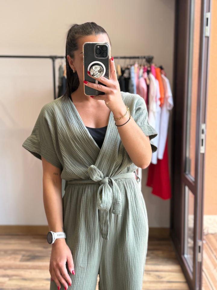 Combinaison gaze coton kaki