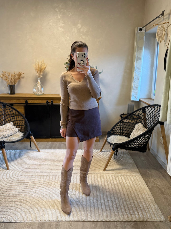 Pull fin Simah taupe