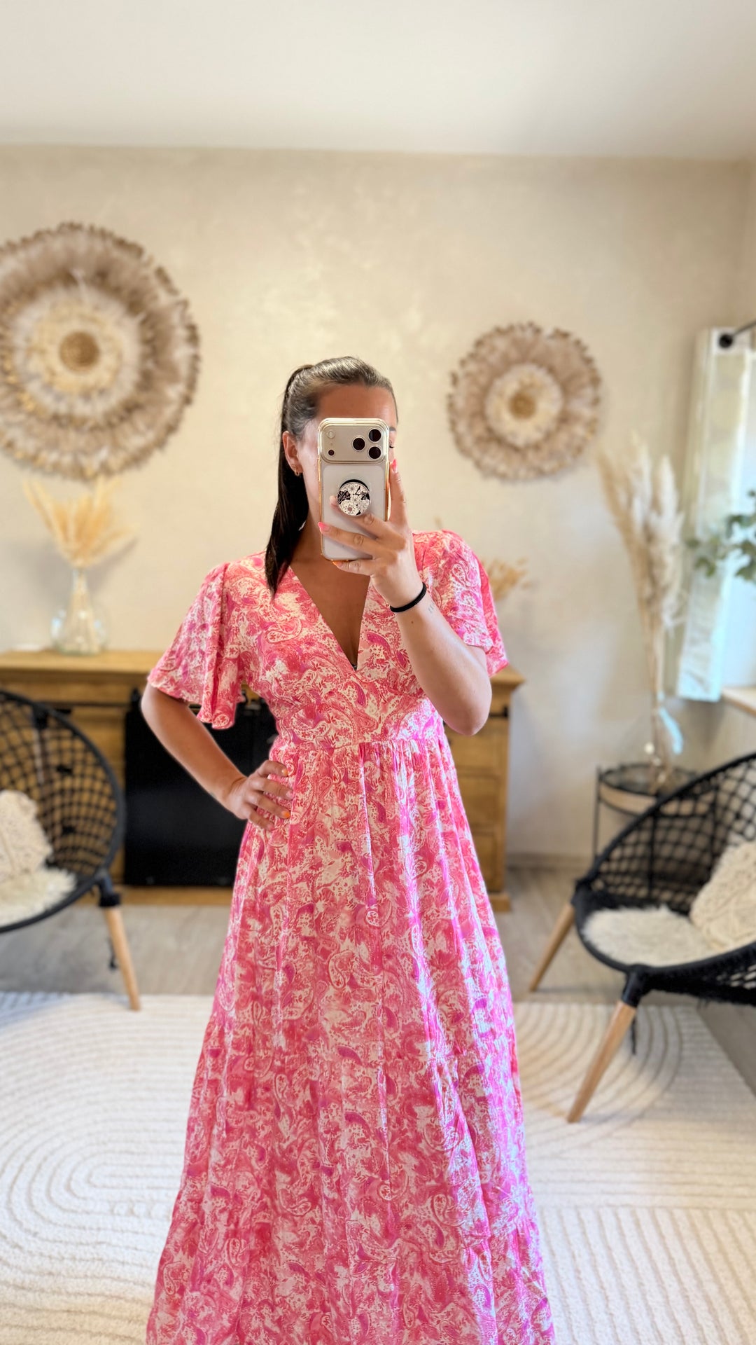 Robe longue Elodie rose