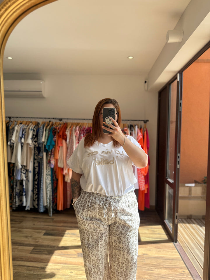 Teeshirt la vie est belle beige CURVY