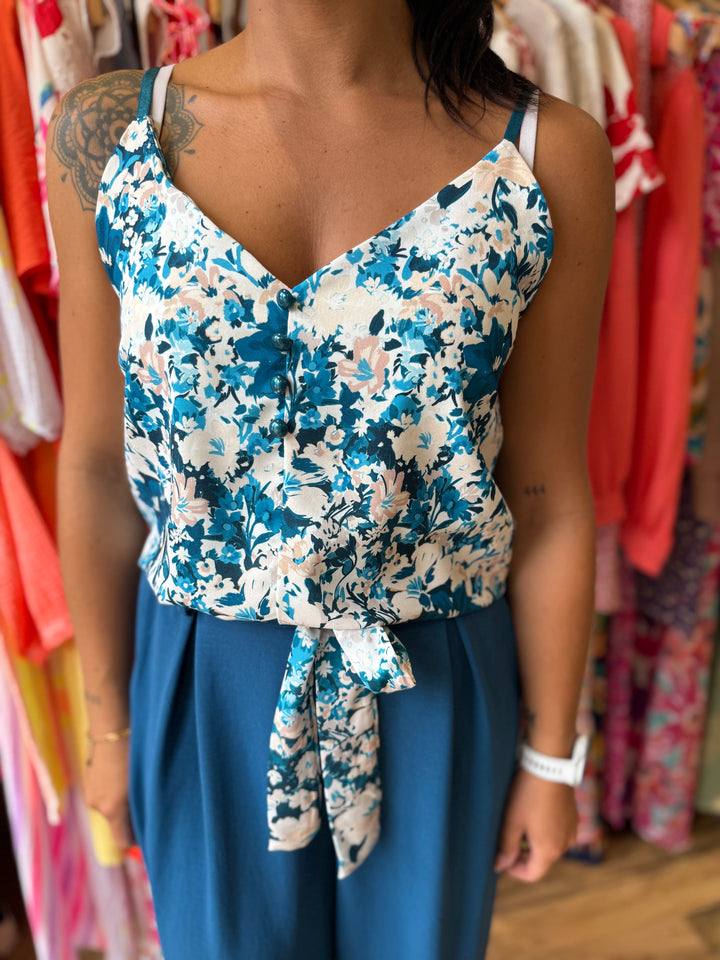 Top Malaga bleu canard