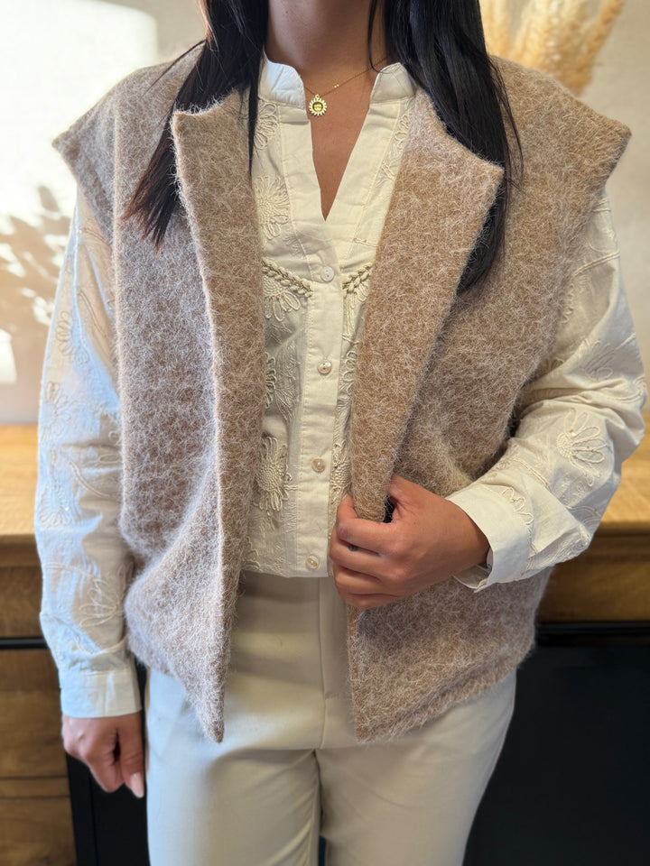 Gilet sans manches Gaston taupe
