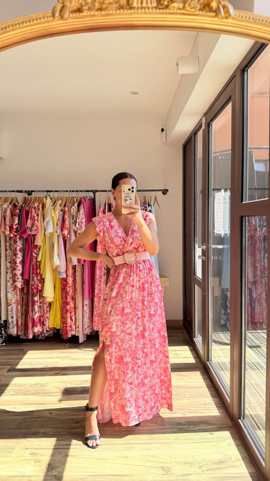 Robe longue Roman CURVY rose